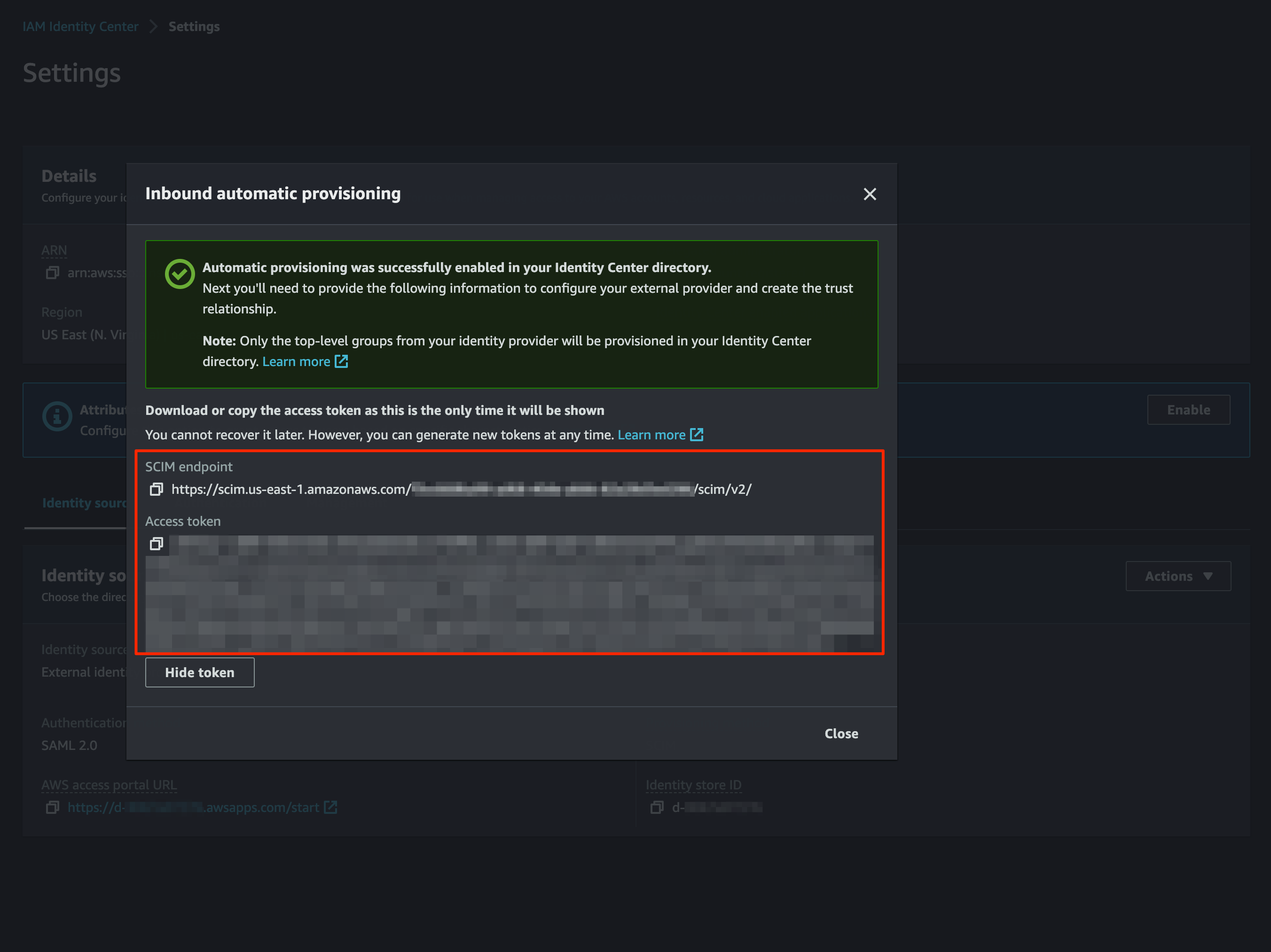 Automatic provisioning SCIM Configuration