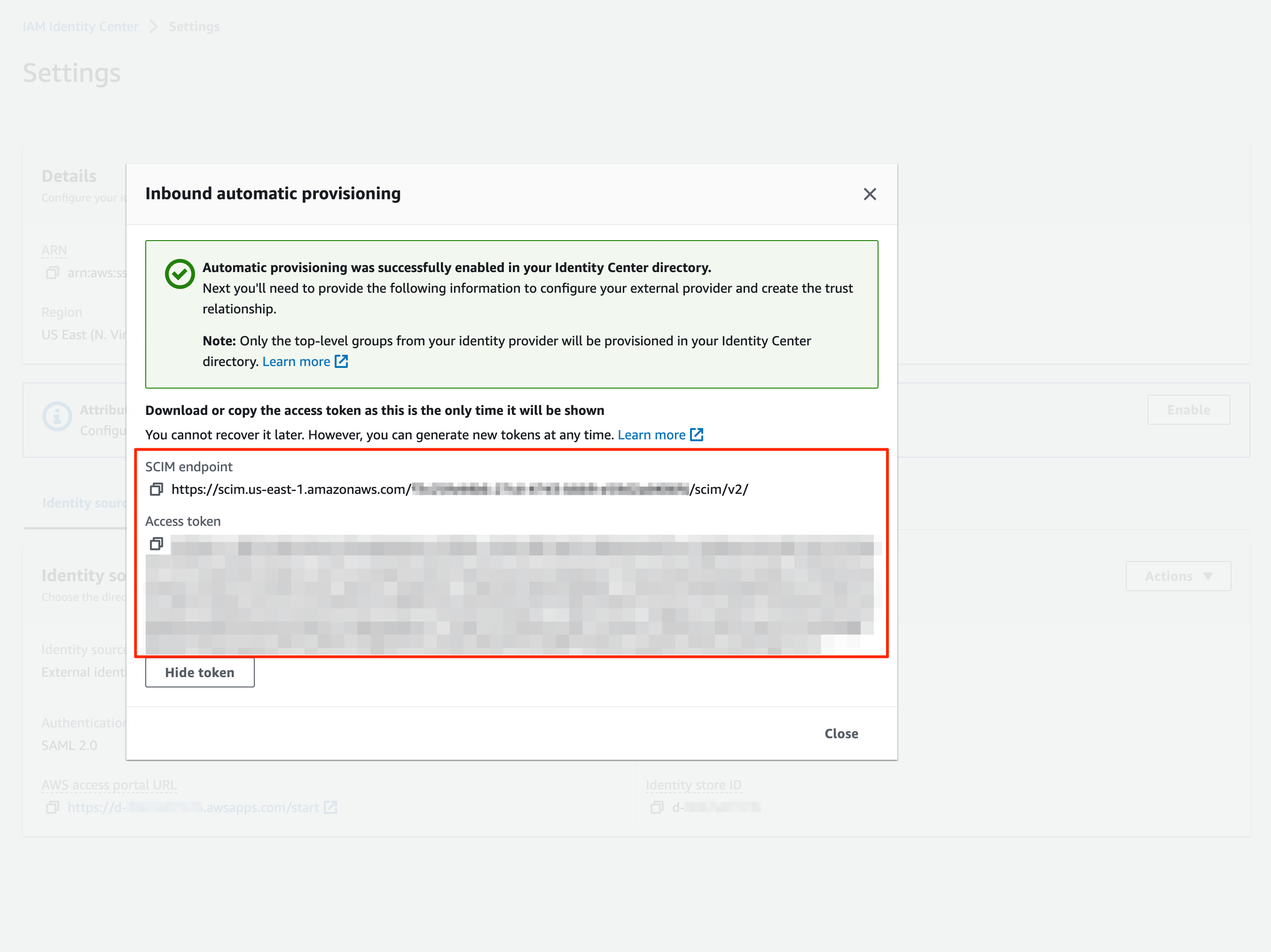 Automatic provisioning SCIM Configuration