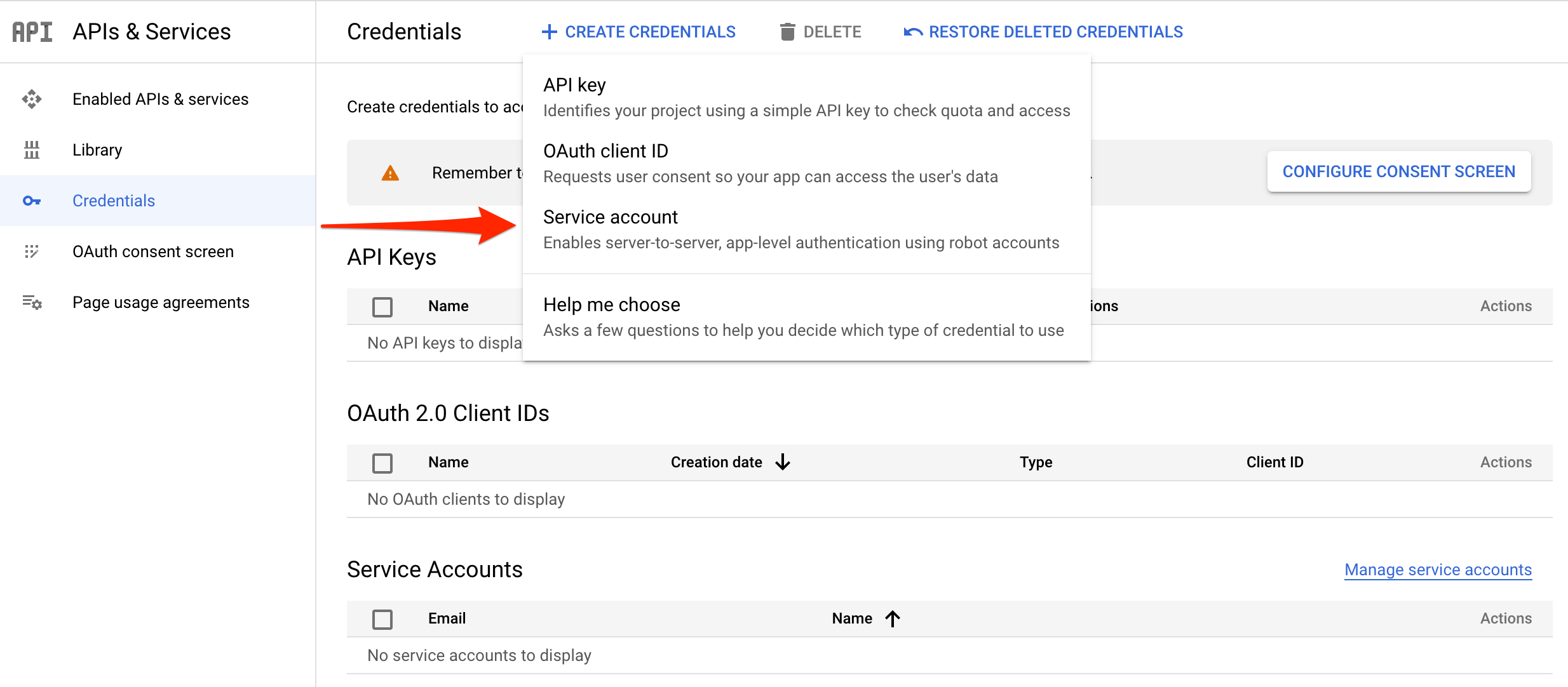 Service Account Credential