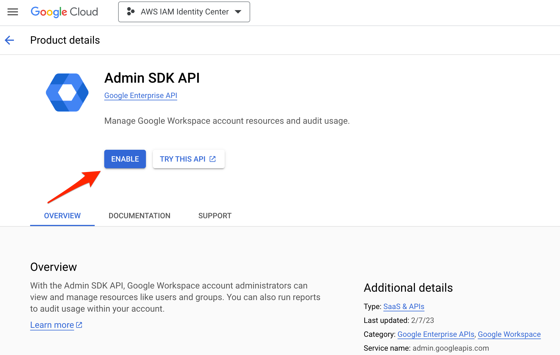 Enable Admin SDK API