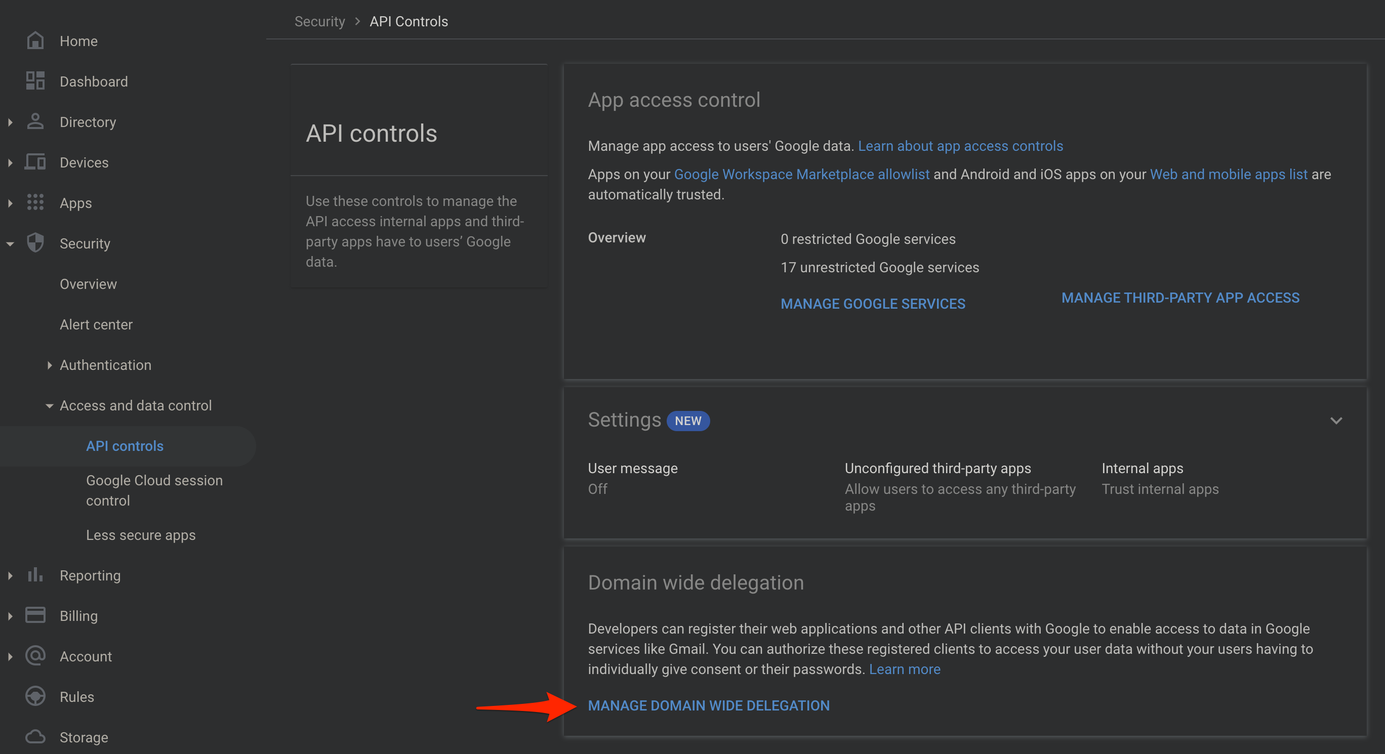 Manage Domain wide delegation
