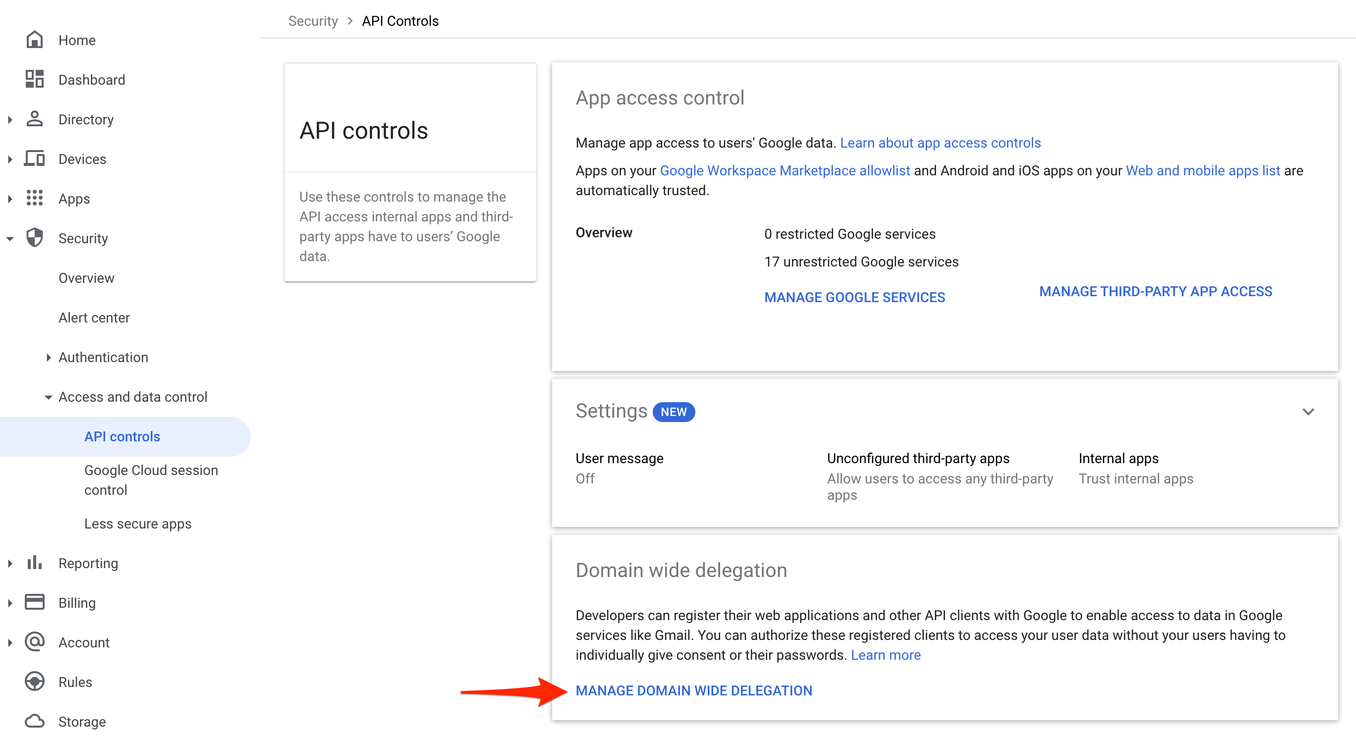 Manage Domain wide delegation