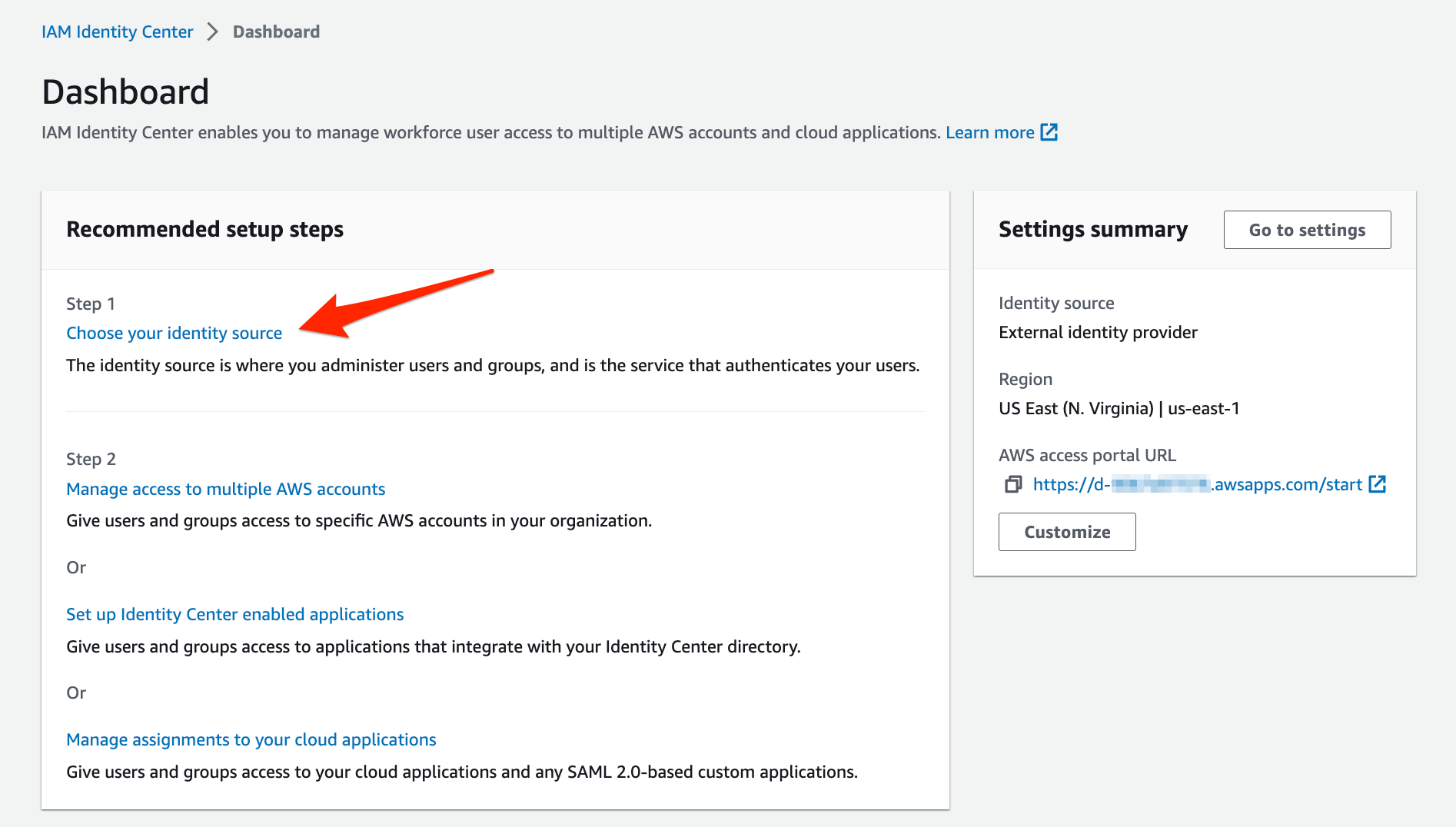 Enabled the IAM Identity Center