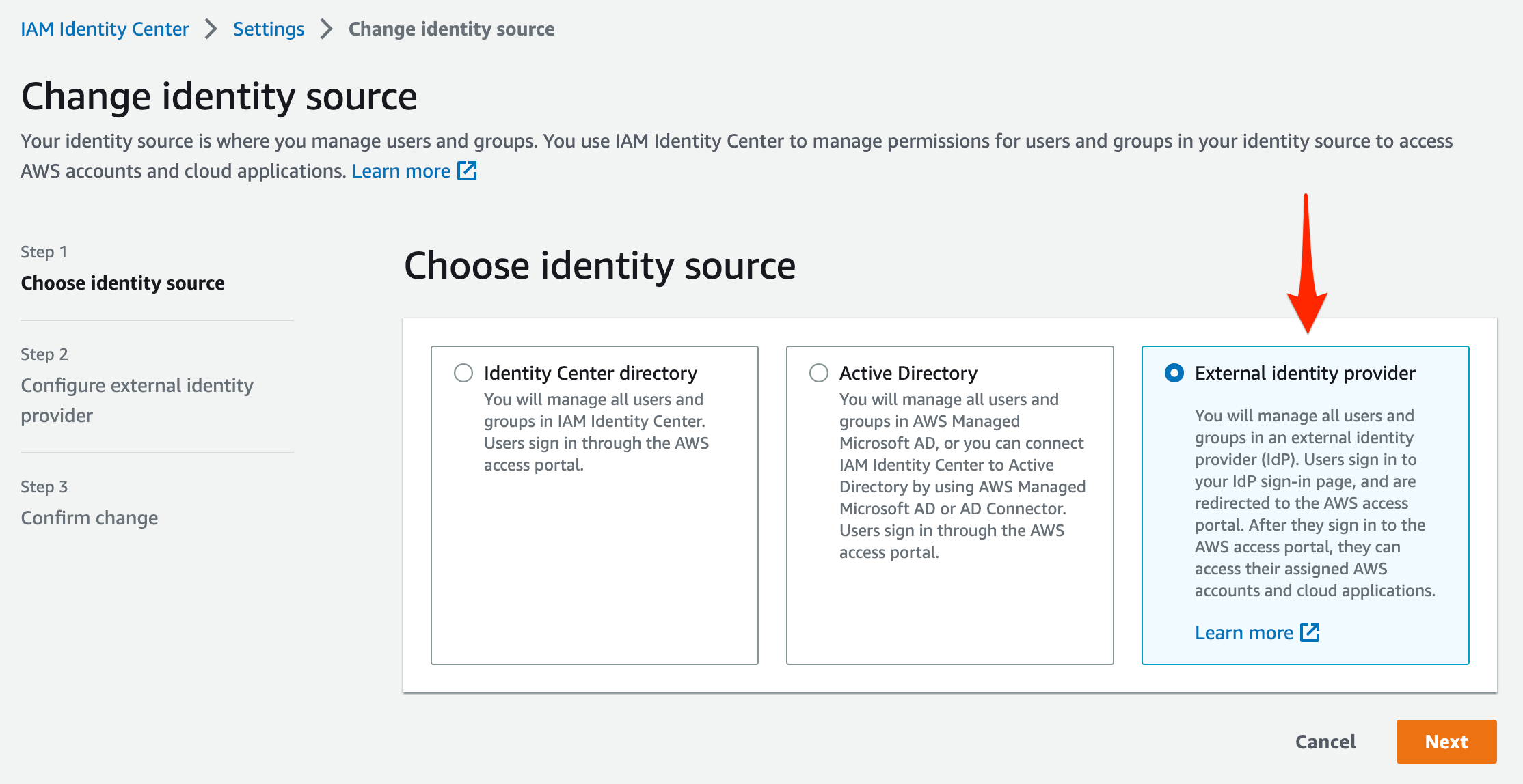 Choose Identity Source