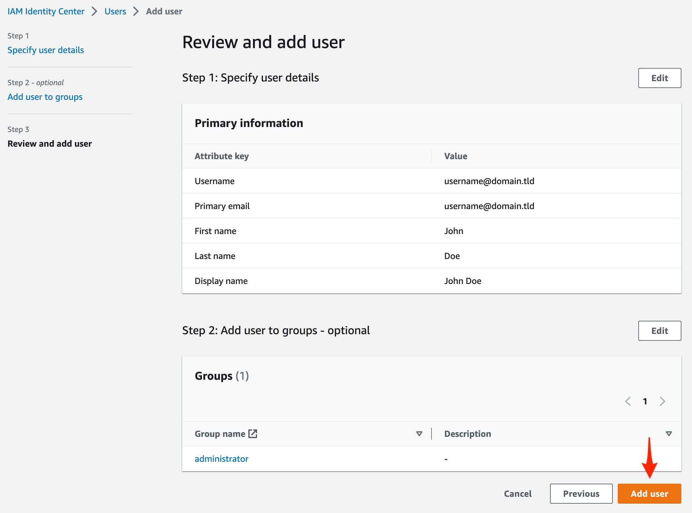 Review and add user