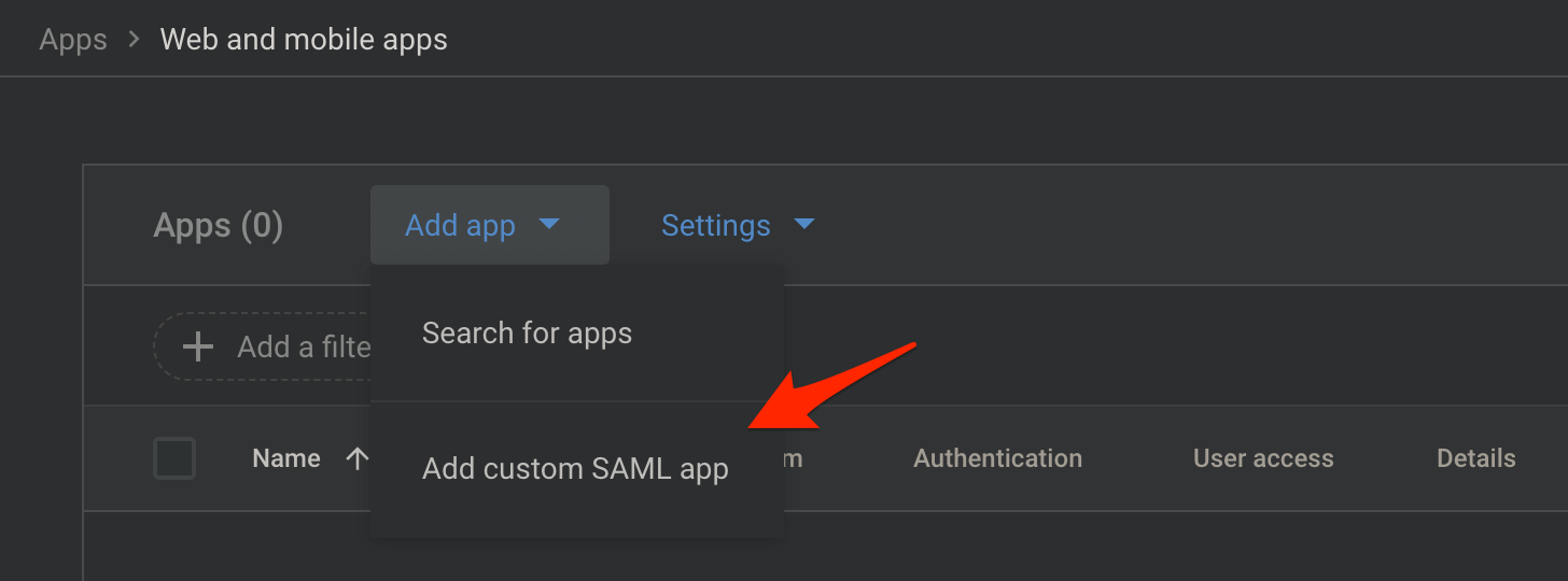 Add Custom SAML App