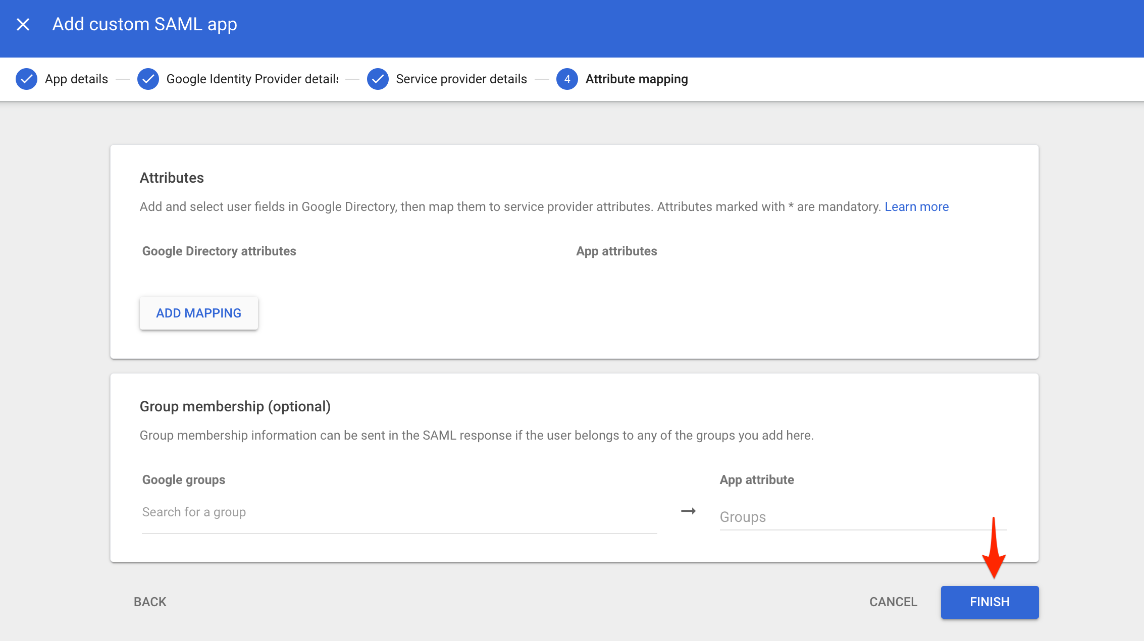 Finish the Custom SAML App Creation